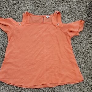Cato Orange Cut Out Short Sleeve Blouse